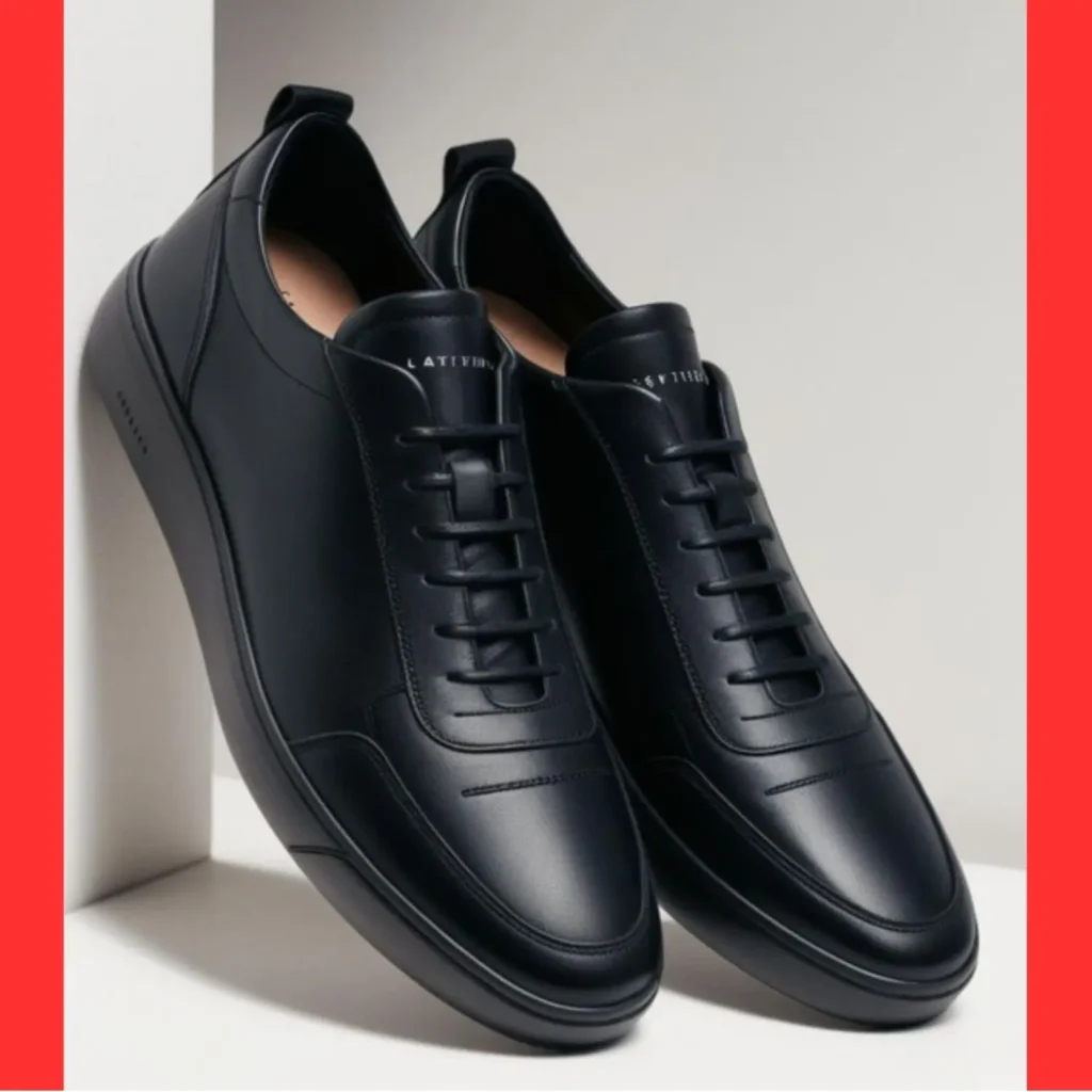 Black shoes aesthetic sneakers displayed, timeless footwear easily integrated into various outfits, offering sophistication and an effortlessly cool style.