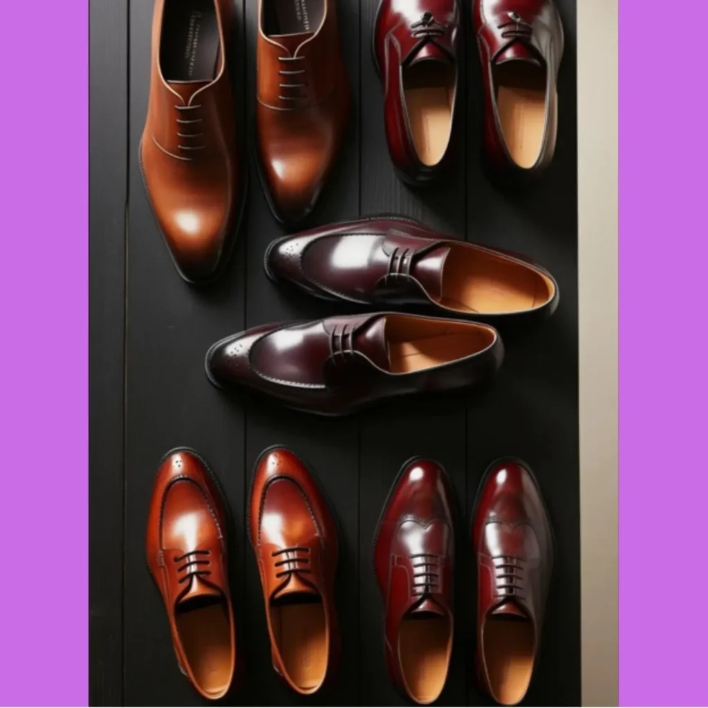 A curated collection of stylish shoes for men, including loafers, boots, and dress shoes, arranged to emphasize their design and appeal.