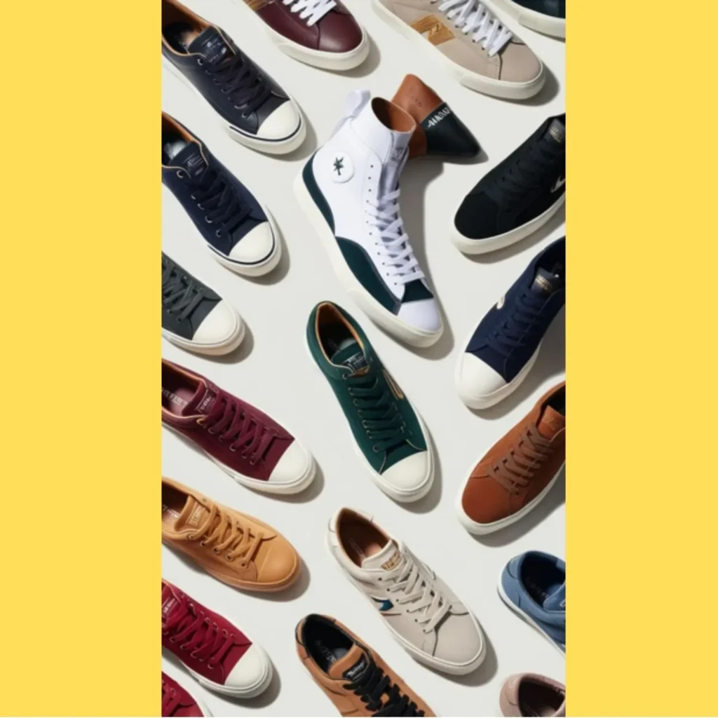 A curated assortment of shoes aesthetic sneakers showcasing diverse color palettes, materials, and brands, reflecting personal style and versatile footwear choices.