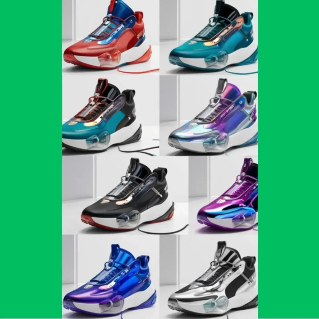 A showcase of forward-thinking shoes aesthetic sneakers, emphasizing future innovation in design, materials, and technology, reflecting the ongoing fusion of fashion and function.