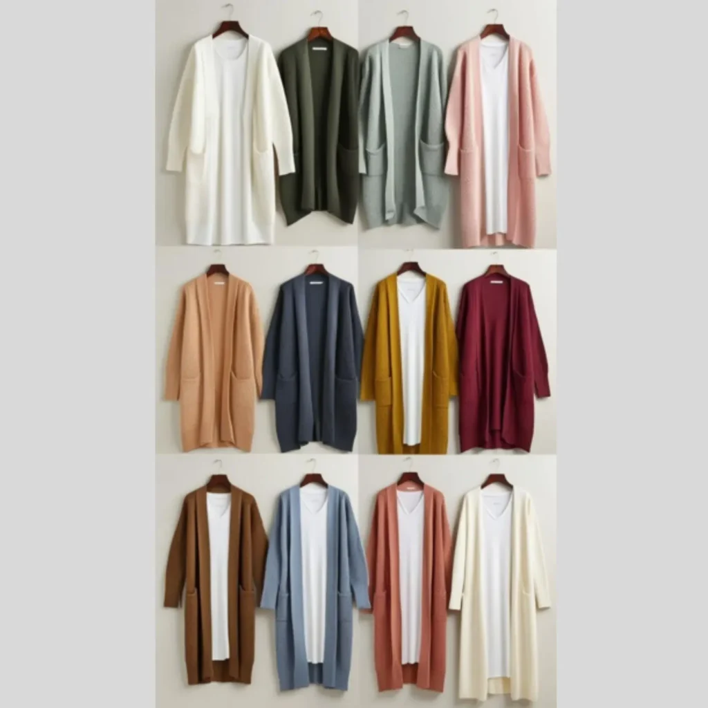 Versatile cardigans: dress them up or down, layer over tees or dresses. Available in various colors, textures, and lengths for endless stylish outfit options.