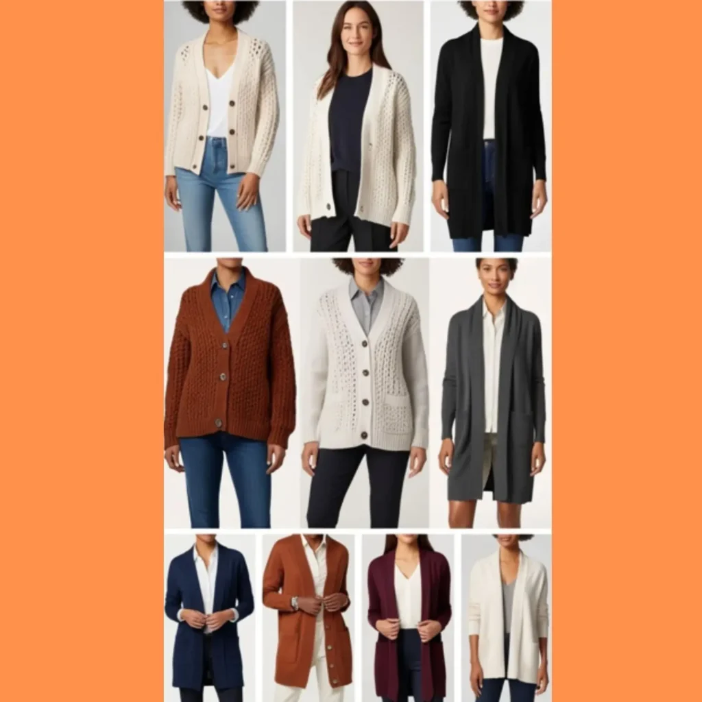 A timeless collection of cardigans, showcasing versatility, comfort, and style for all ages and occasions, from cozy casual looks to chic formal ensembles.