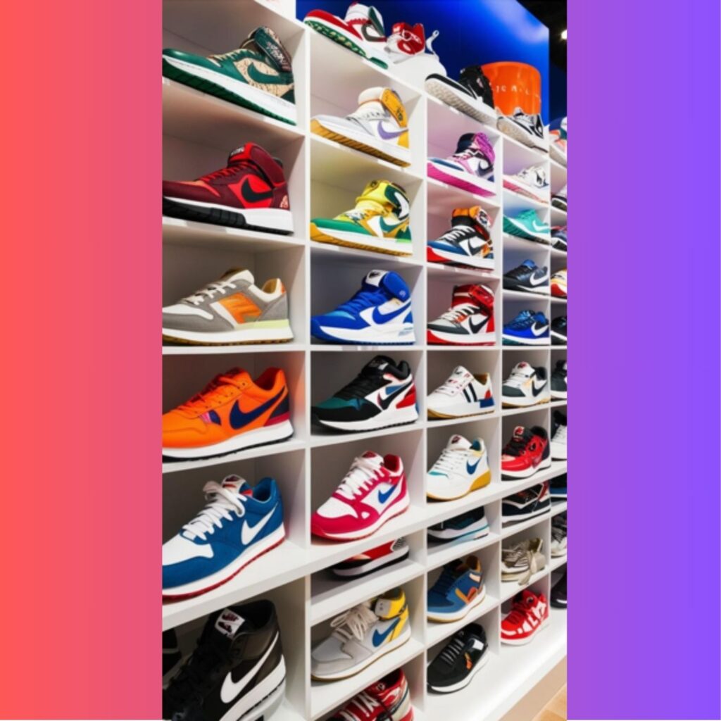 A display of various sneaker brands, encouraging experimentation to discover personal favorites in footwear.