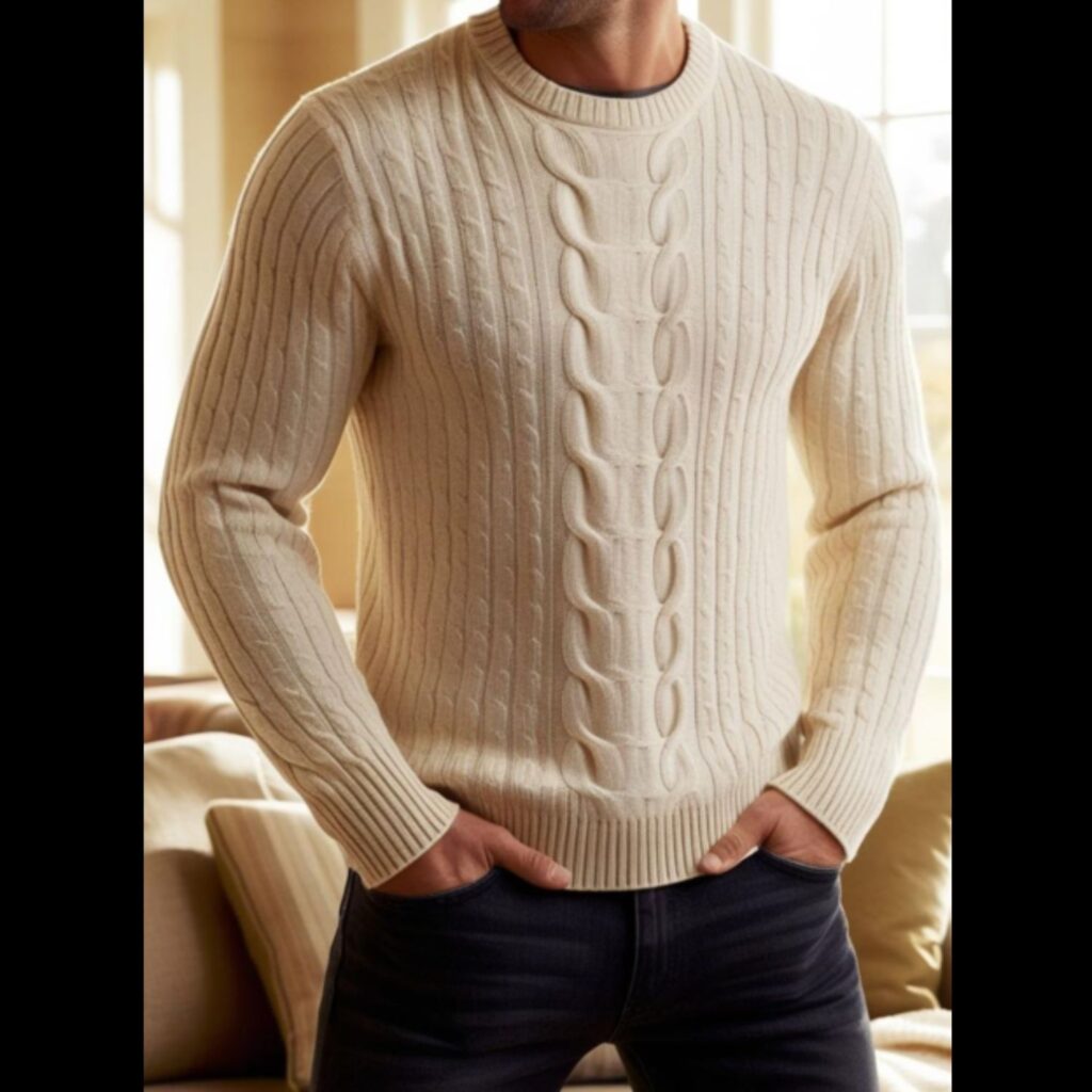 A classic combination that never fails, pair a cozy men's sweater with your favorite jeans.