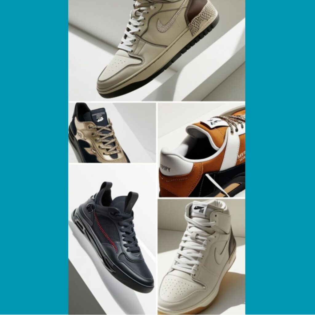 Luxurious sneakers from high-fashion brands displayed, showcasing meticulously crafted designs in the evolving sneaker market.