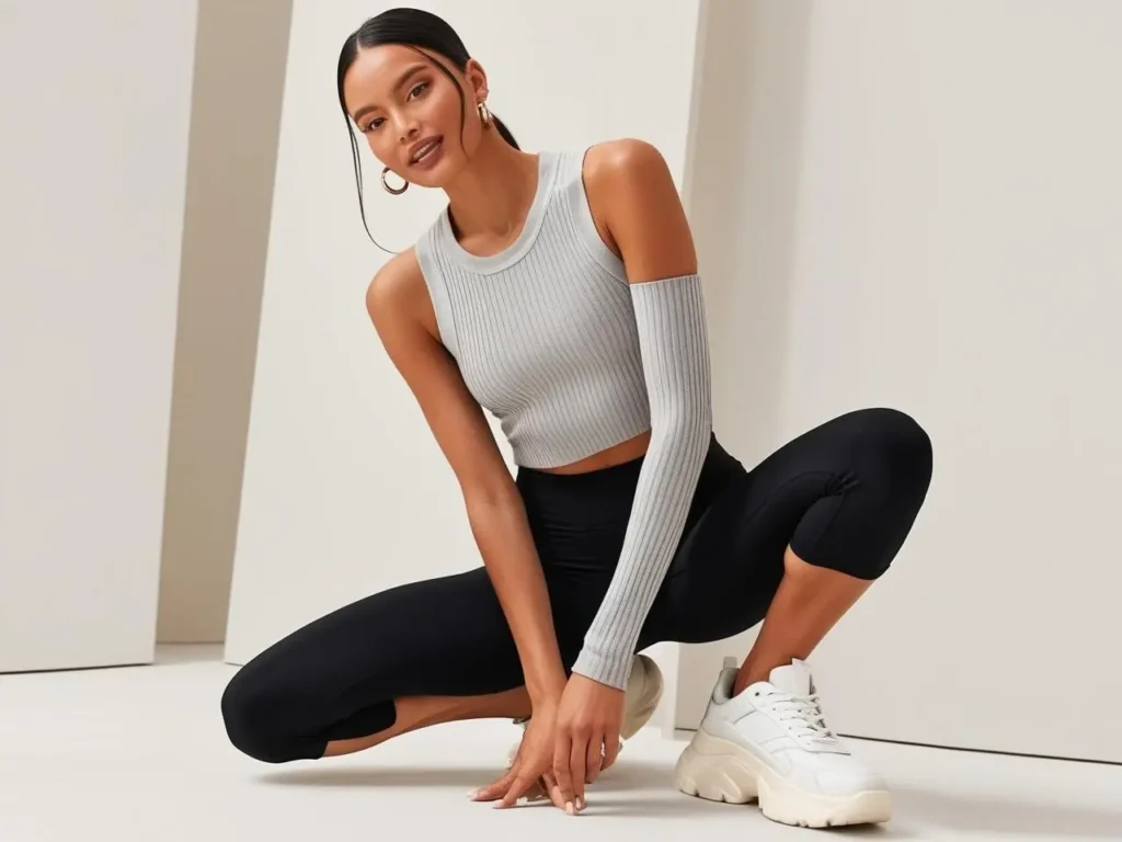 Ribbed-Tank-Black-Short-Leggings-Chunky-Sneakers.