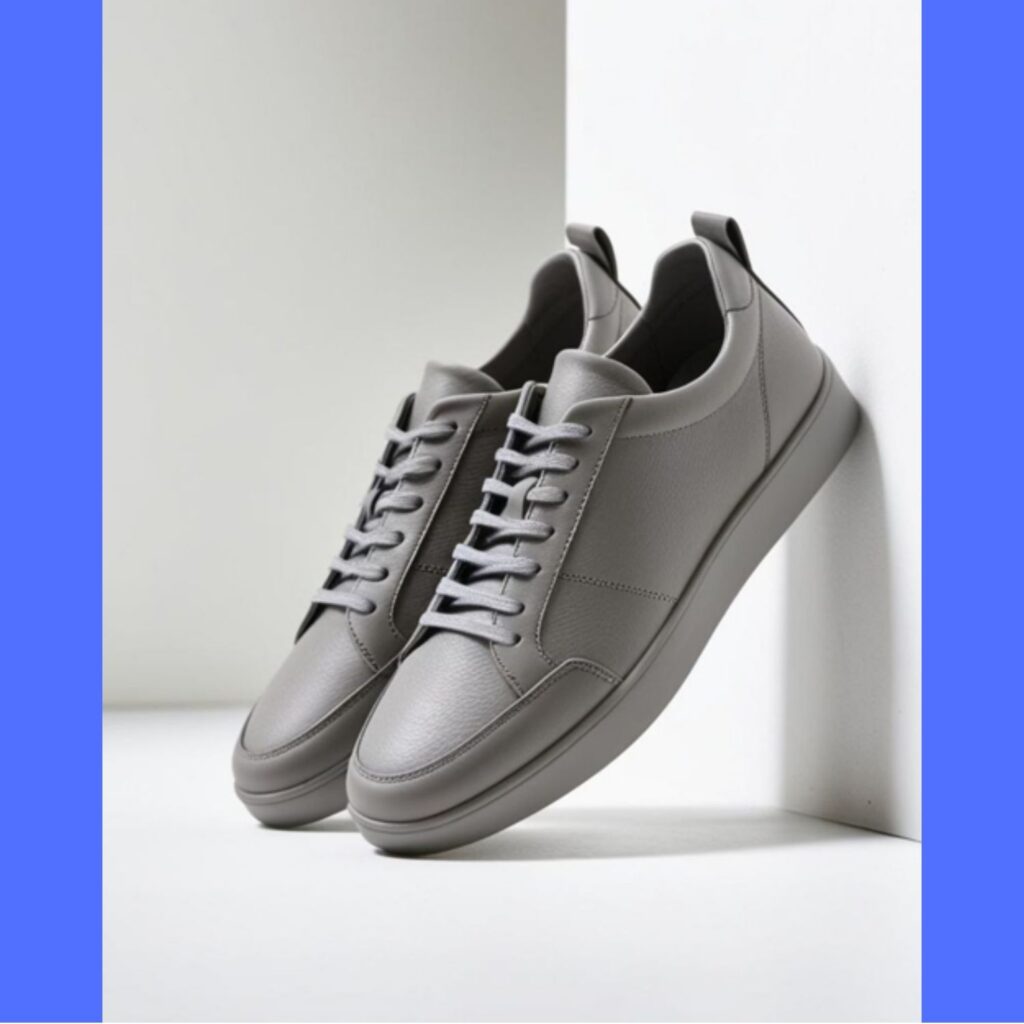 Minimalist sneakers shown, sleek and understated, perfect for everyday wear, effortlessly complementing a variety of outfits.