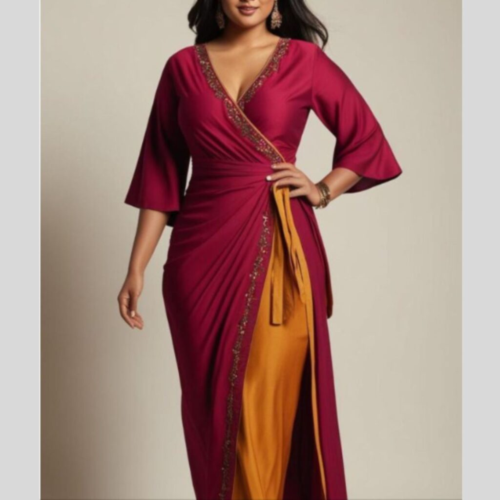 Trendy Indian plus-size Anarkali suit with a flowing silhouette designed to flatter and enhance curvy figures.
