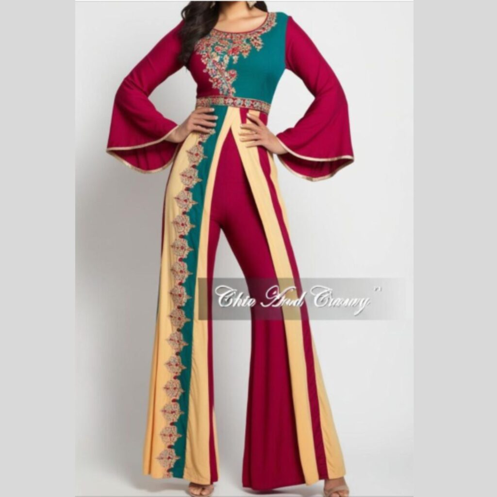 Trendy Indian plus-size outfit featuring palazzo pants designed to create a long, lean, and stylish silhouette.