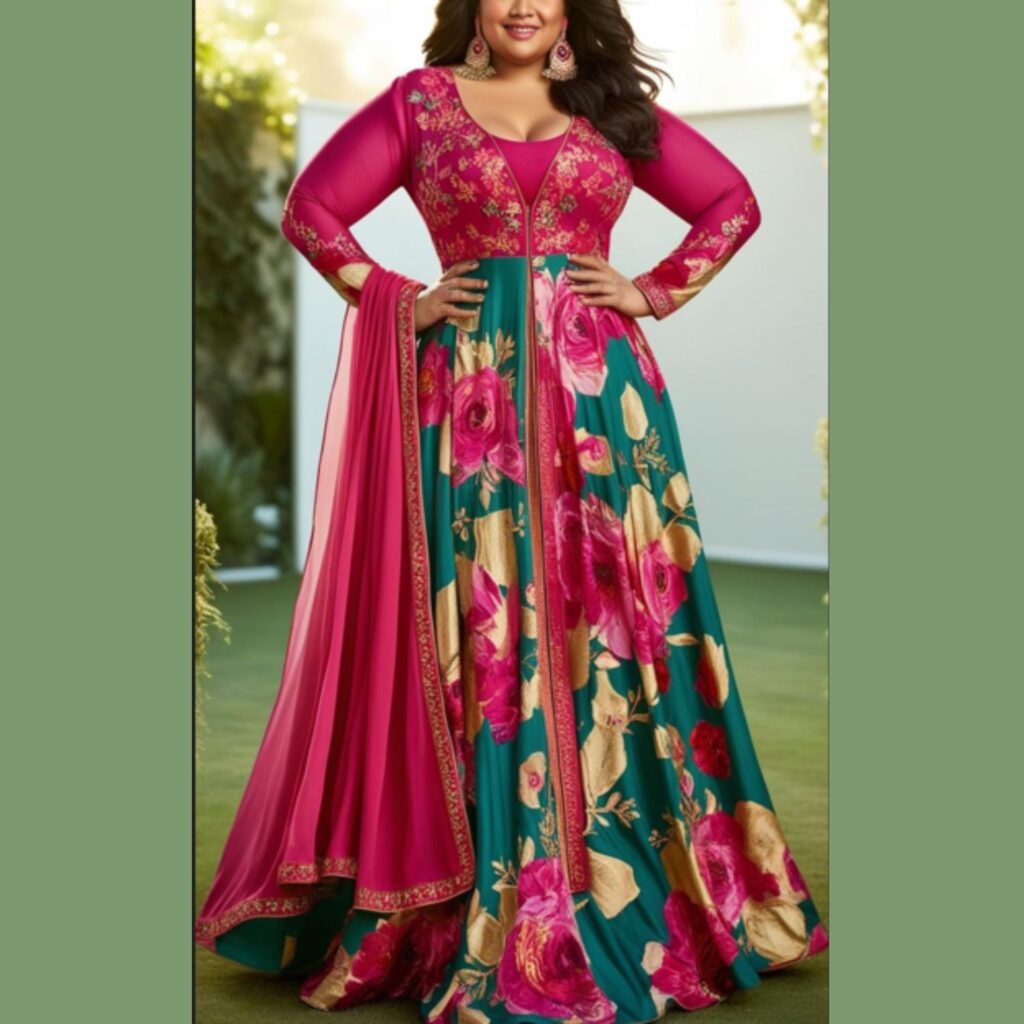 Trendy outfits Indian for all body types include A-line kurtas, flowy palazzos, and high-waist lehengas, offering style, elegance, and comfort for plus-size women.