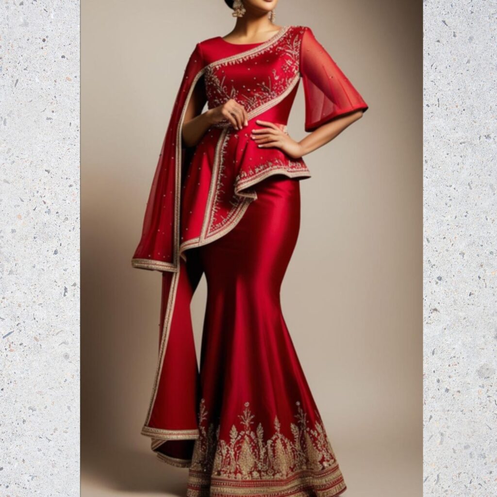 Unique silhouettes like asymmetric cuts and cape-style lehengas were trending in 2025, offering a modern twist on traditional Indian wedding outfits.