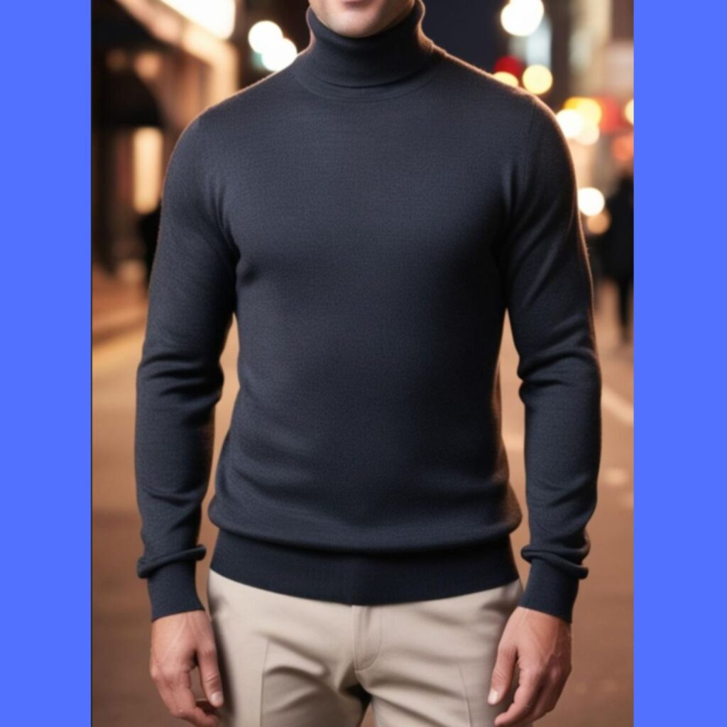 A turtleneck sweater for men: a classic and timeless choice for a winter night out.