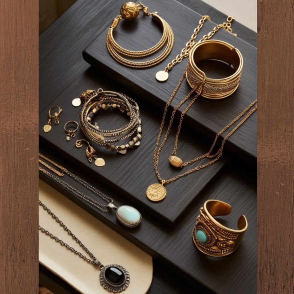Statement jewelry and vintage finds are showcased, emphasizing the importance of personalized touches and unique accessories as essential for expressing individual style.