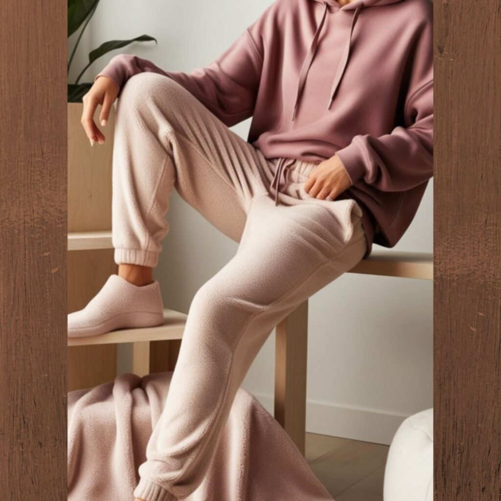 Loungewear-inspired items, including cozy joggers and oversized hoodies, are featured, highlighting comfort's continued influence on everyday wear.