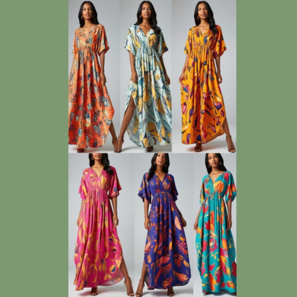 Flowing maxi dresses in vibrant colors and playful prints were a major trend.