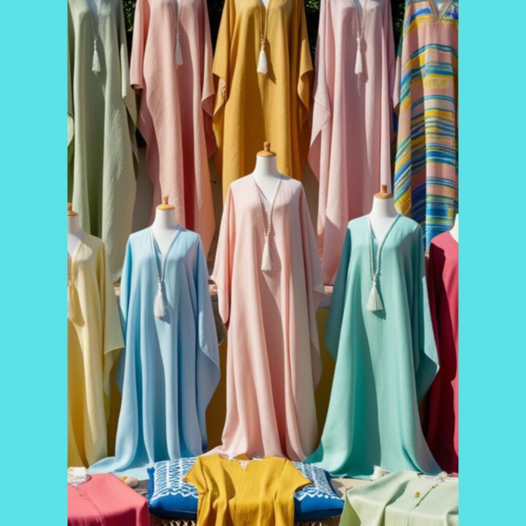 Flowing kaftans and abayas in lightweight fabrics: Popular and stylish summer choices.