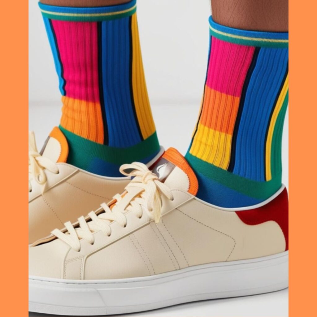 Sneakers and statement socks: Add personality to any casual outfit.