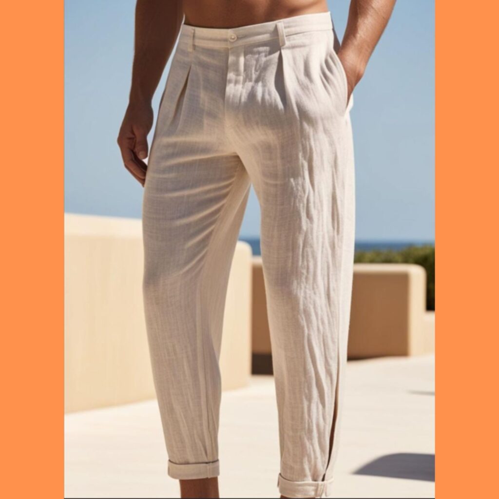 Linen pants for men: breathable and stylish for hot summer days.