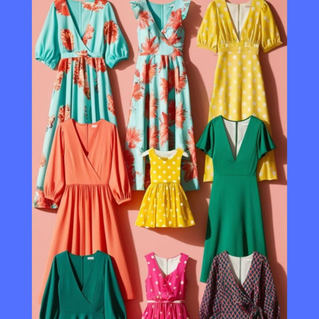 Summer party dresses: Flowing maxi, mini, and midi dresses in vibrant colors and playful prints.
