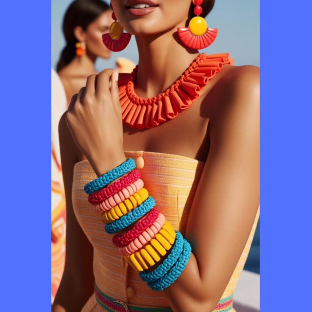 Elevate summer style: Add a touch of glamour with statement jewelry like bold earrings and colorful bracelets.