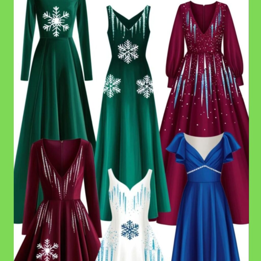 Winter birthday bare colors dresses: experiment with emerald green, ruby red, sapphire blue.