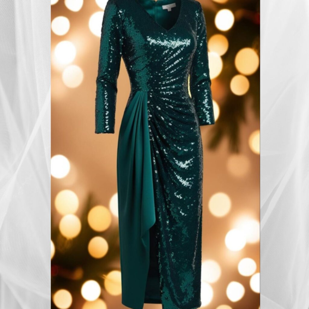 A shimmering sequin dress, a timeless and elegant selection, ideal for festive holiday parties.