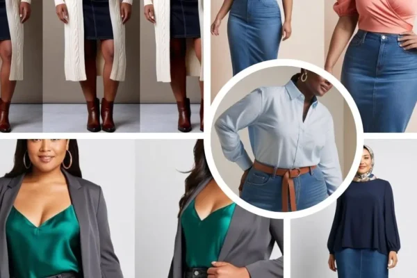 10 Stunning Long Denim Skirt Outfit for Plus Size Ideas