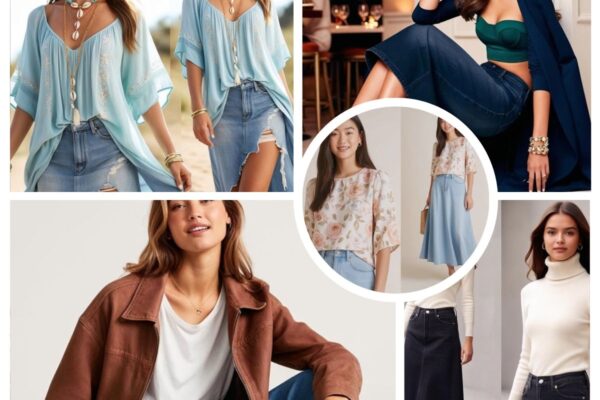 Long Denim Skirt Outfit Ideas